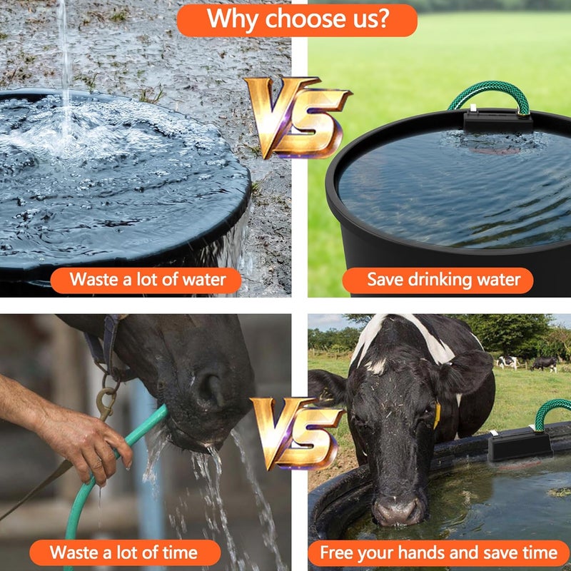 Toldear Water Trough Float Valve for Stock Tank, Automatic Control Waterer Level for Livestock Horse Chicken Animal Fish Pool with Hose Metal Connector & Ptfe tape （2 pack） - Image 5